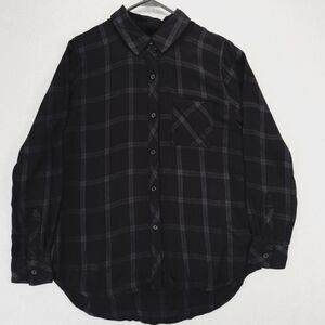Rails Plaid Button Shirt Hunter Obsidian Black Top Blouse S Small